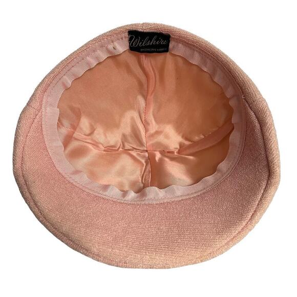 Vintage Wilshire Pink Sequined Thread Hat with Navy Blue Veil Circa 1940s